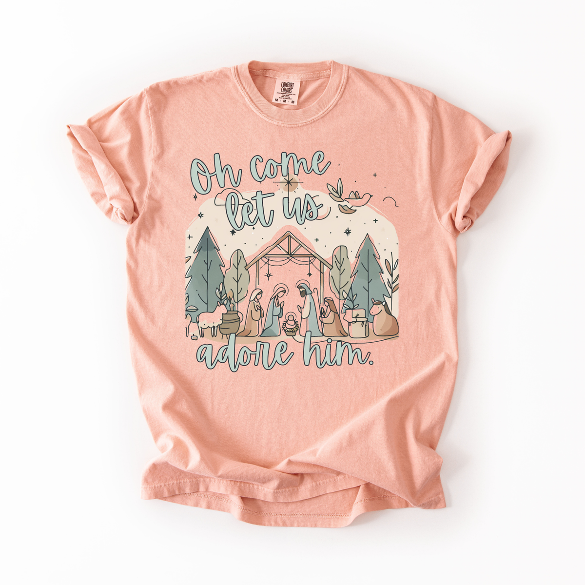 Oh Come Let Us Adore Him- Nativity Printed Tee