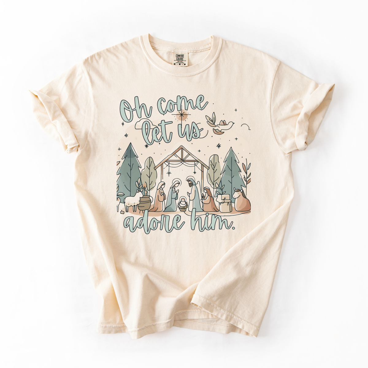 Oh Come Let Us Adore Him- Nativity Printed Tee