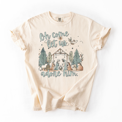 Oh Come Let Us Adore Him- Nativity Printed Tee