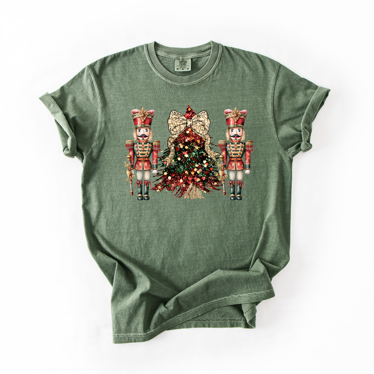 Faux Sequin Glitter Nutcracker- Trendy Christmas Tee