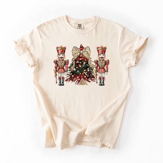 Faux Sequin Glitter Nutcracker- Trendy Christmas Tee