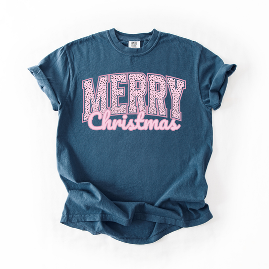 Pink Merry Christmas- Preppy Women's Graphic Tee