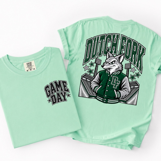 Dutch Fork Football Mascot Comfort Colors Tee- YOUTH & ADULT