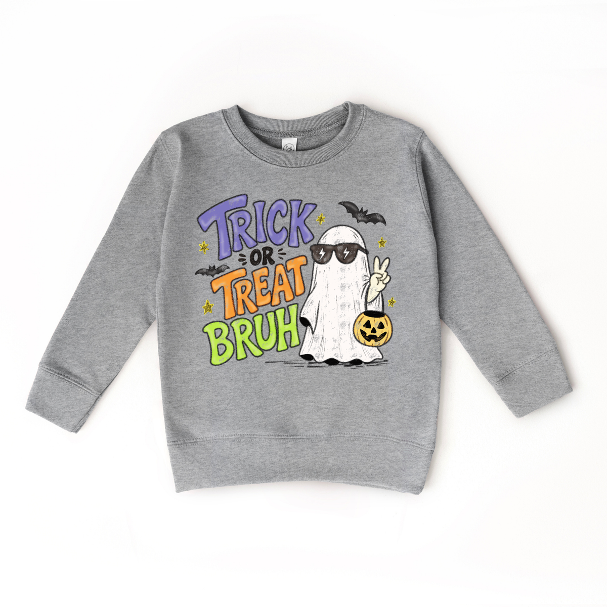 Trick Or Treat Bruh- Boys Ghost Trendy Sweatshirt