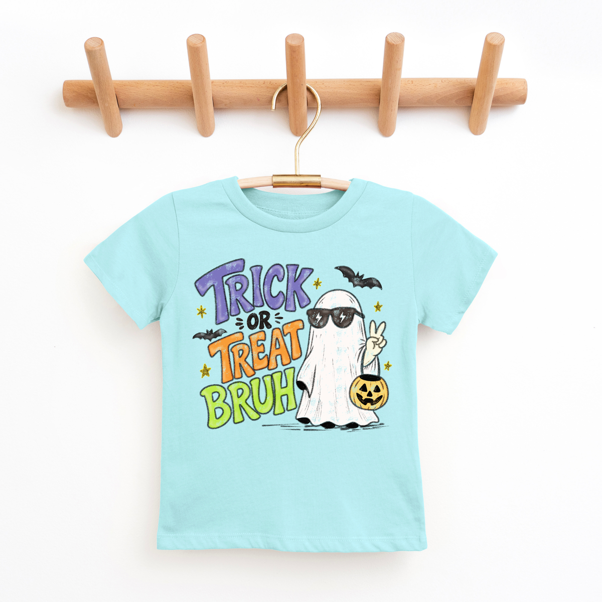 Trick Or Treat Bruh- Boy Ghost Trendy Halloween Graphic Tee