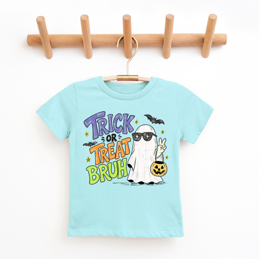 Trick Or Treat Bruh- Boy Ghost Trendy Halloween Graphic Tee