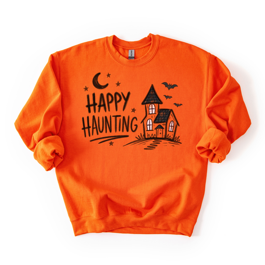 Happy Haunting- Halloween Doodle Graphic Pullover Sweatshirt