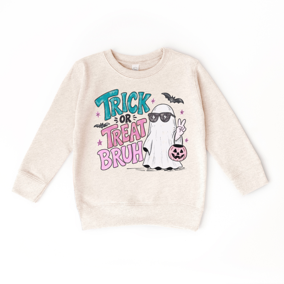 Trick Or Treat Bruh- Girls Ghost Trendy Sweatshirt
