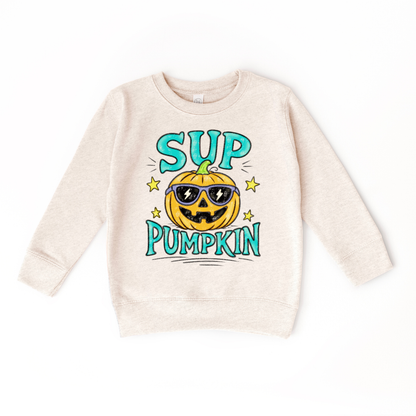 Sup Pumpkin- Boy Halloween Bruh Sweatshirt