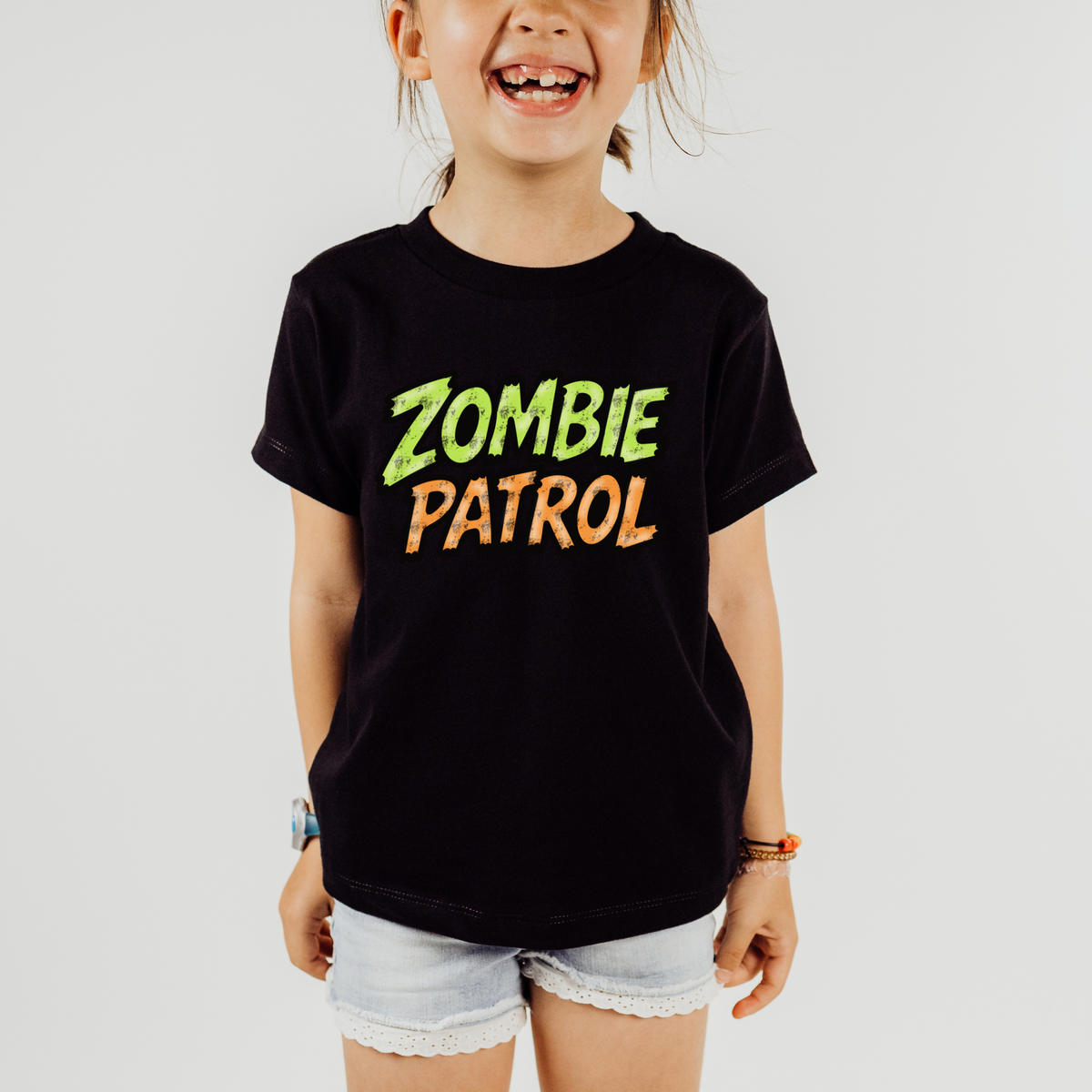 Zombie Patrol- Neon Trendy Kid Halloween Tshirt