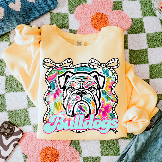 Bulldogs- Floral Bow Mascot
