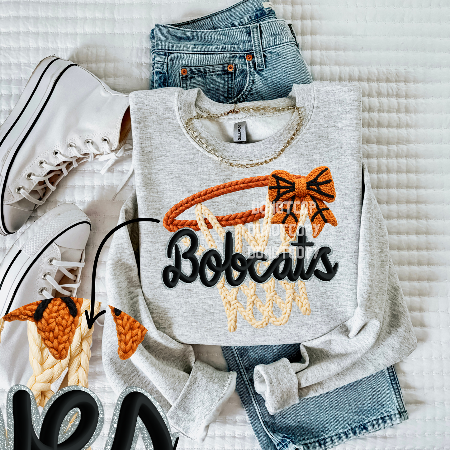 Bobcats-Basketball Faux Yarn Mascot- PNG