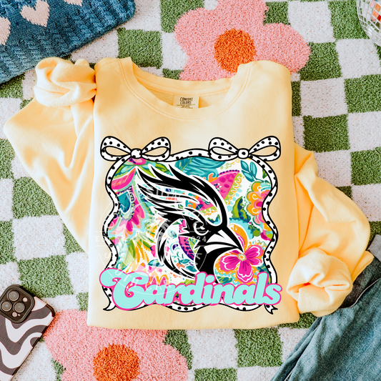 Cardinals- Floral Bow Mascot