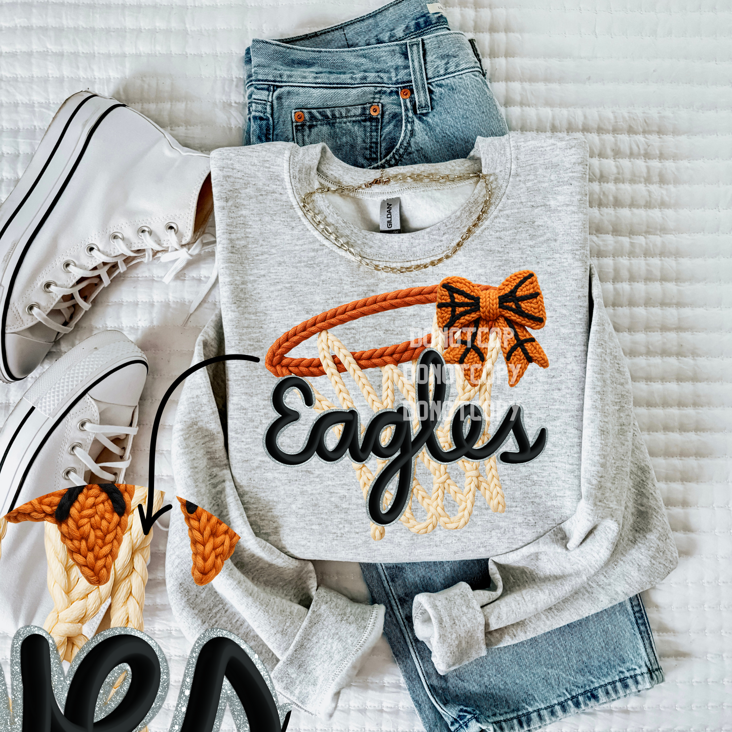 Eagles-Basketball Faux Yarn Mascot- PNG