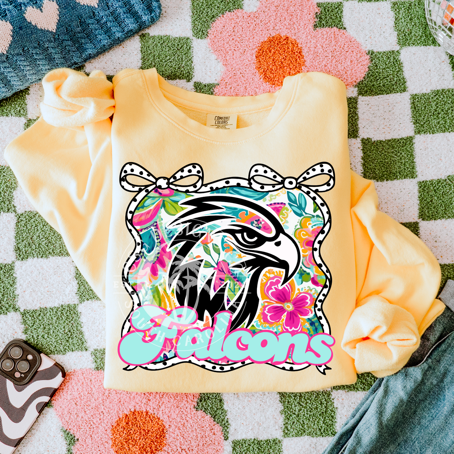 Falcons- Floral Bow Mascot