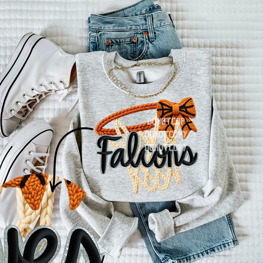 Falcons-Basketball Faux Yarn Mascot- PNG