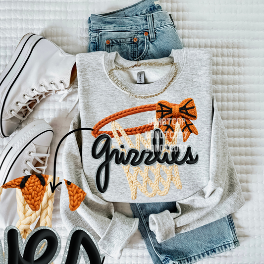 Grizzlies-Basketball Faux Yarn Mascot- PNG