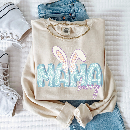 Mama Blue Floral Easter Bunny Name