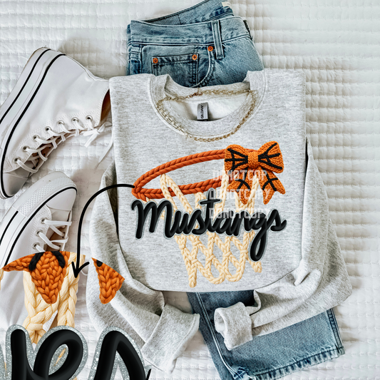 Mustangs-Basketball Faux Yarn Mascot- PNG