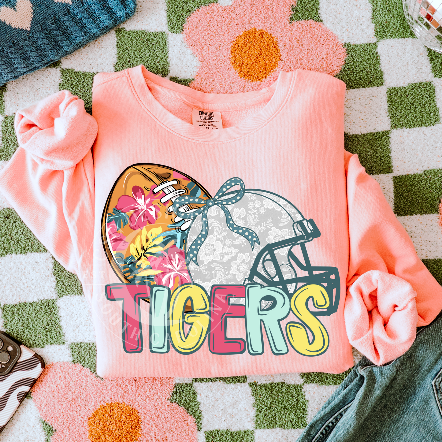 Tigers-Floral Football Mascot