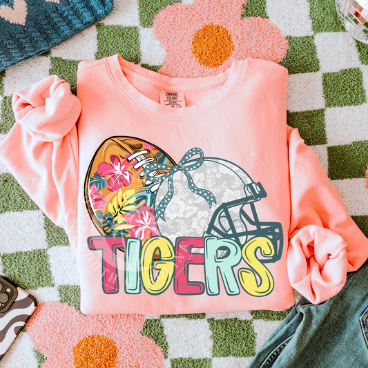 Tigers-Floral Football Mascot