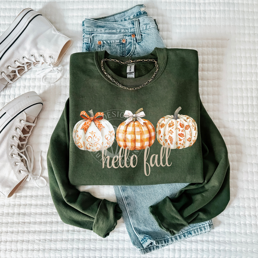 Hello Fall Preppy Pumpkins-PNG