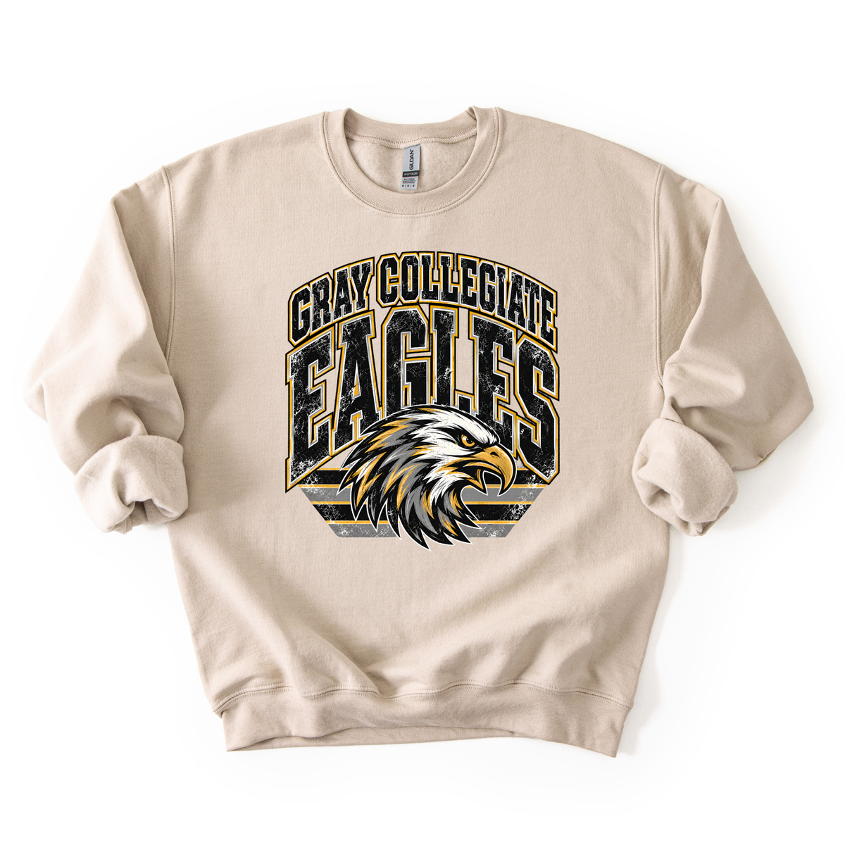 Gray Collegiate Vintage Mascot Sweatshirt- ADULT