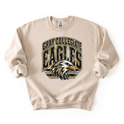 Gray Collegiate Vintage Mascot Sweatshirt- ADULT