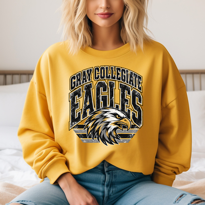 Gray Collegiate Vintage Mascot Sweatshirt- ADULT