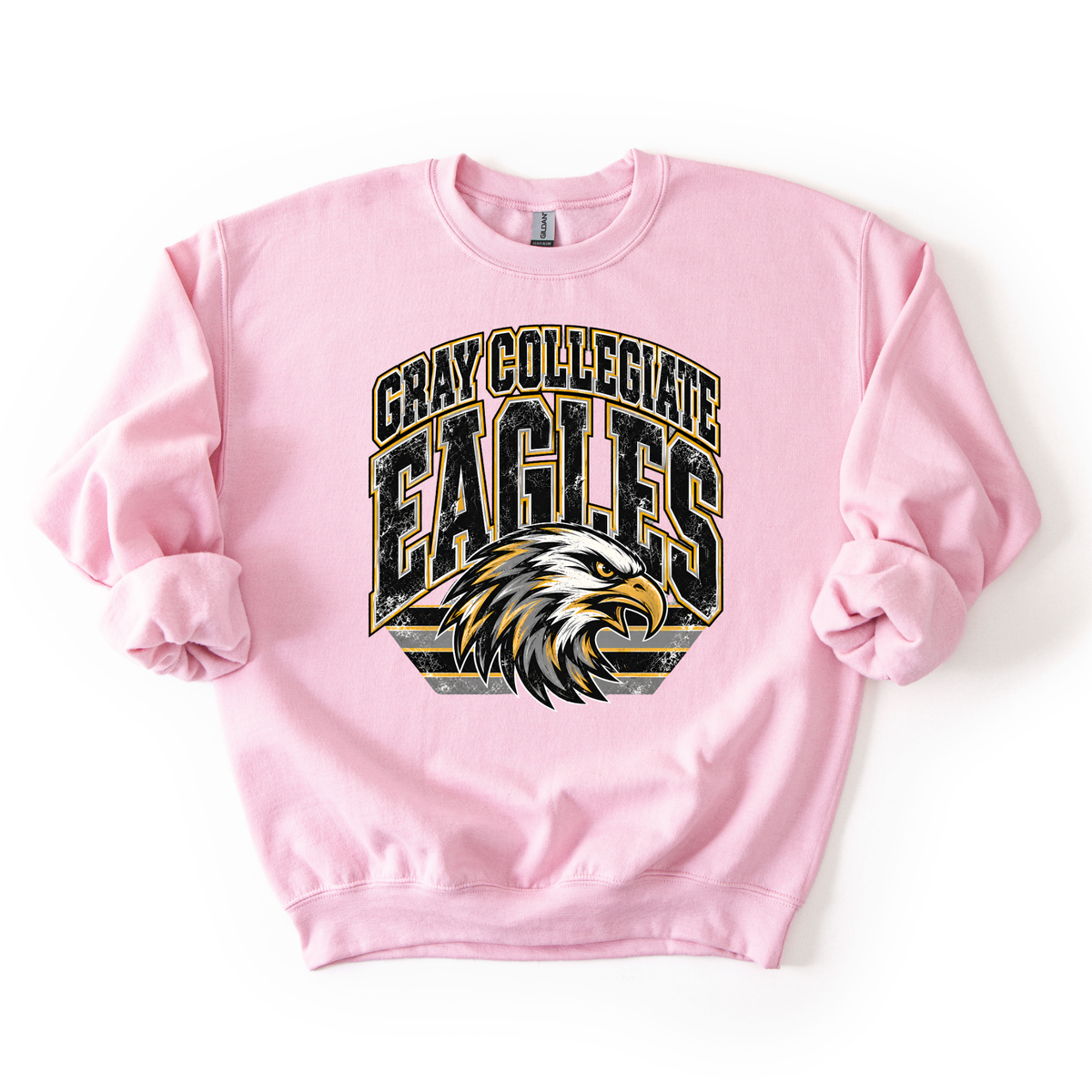 Gray Collegiate Vintage Mascot Sweatshirt- ADULT