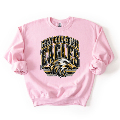 Gray Collegiate Vintage Mascot Sweatshirt- ADULT