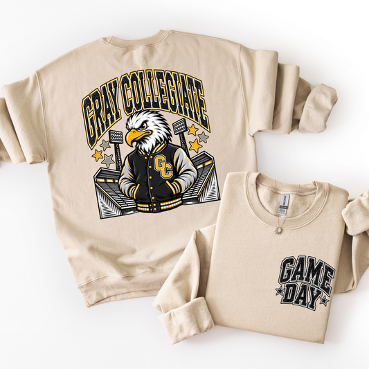 Gray Collegiate Football Mascot Sweatshirt- ADULT