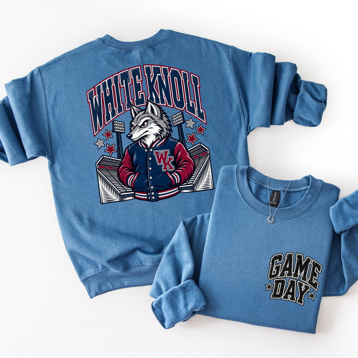 White Knoll Football Mascot Sweatshirt- ADULT