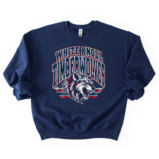 White Knoll Vintage Mascot Sweatshirt- ADULT