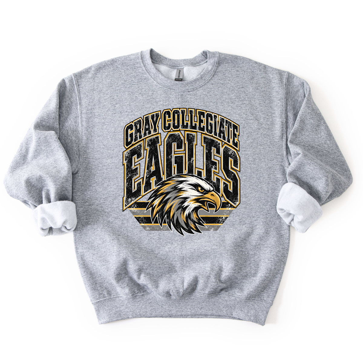 Gray Collegiate Vintage Mascot Sweatshirt- ADULT