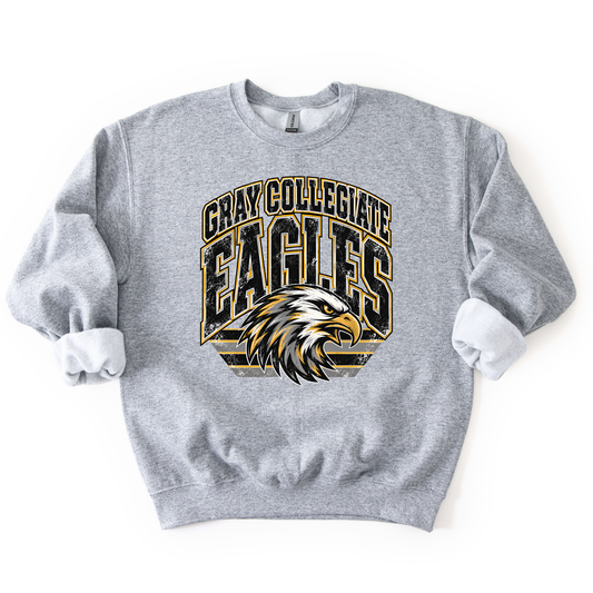 Gray Collegiate Vintage Mascot Sweatshirt- ADULT