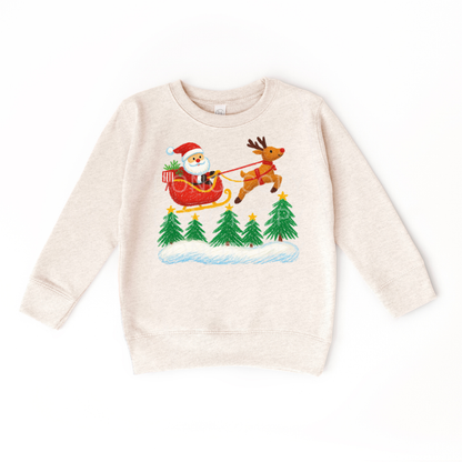 Santa & Sleigh Doodle- YOUTH Tee or Sweatshirt