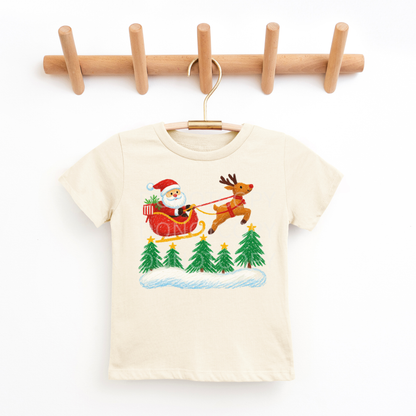 Santa & Sleigh Doodle- YOUTH Tee or Sweatshirt
